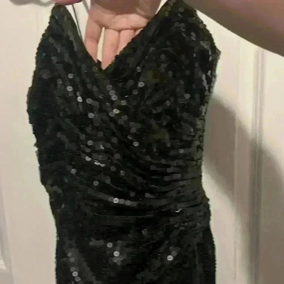 Tadashi Shoji s 10 Vintage 80’s Formal Gown Sequin Dress Black Timeless Classic - Picture 3 of 12